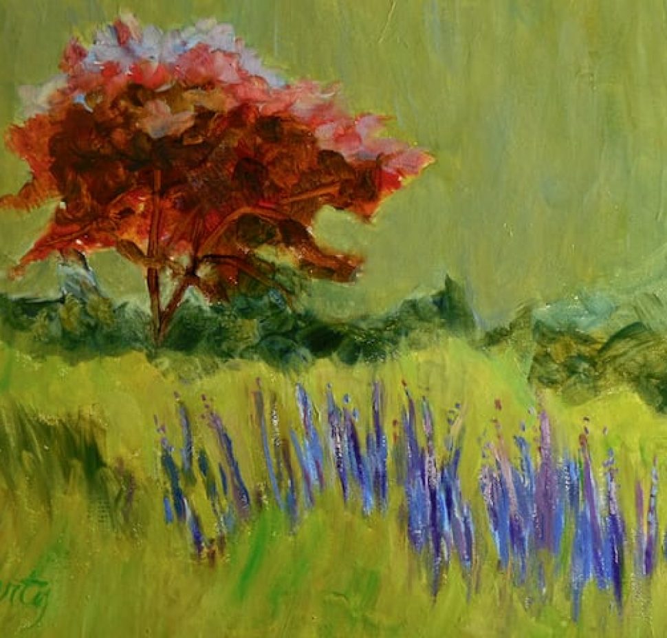 Fherty_P_Japanese Red Maple and Purple Sage in Meadow_ oil on linen panel__ plein air_ (_ x 12_ _$285. ljpeg